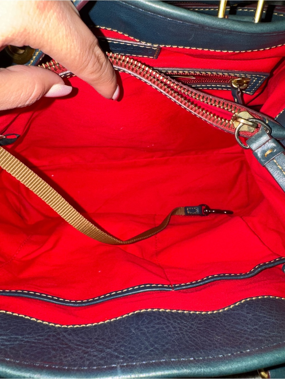 Dooney & Bourke Florentine Leather Perry Satchel in denim - Picture 8 of 13